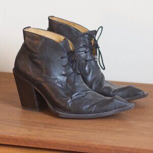 Unisex John Fluevog Swordfish Surrealist Pizza Leather Lace Up Boots